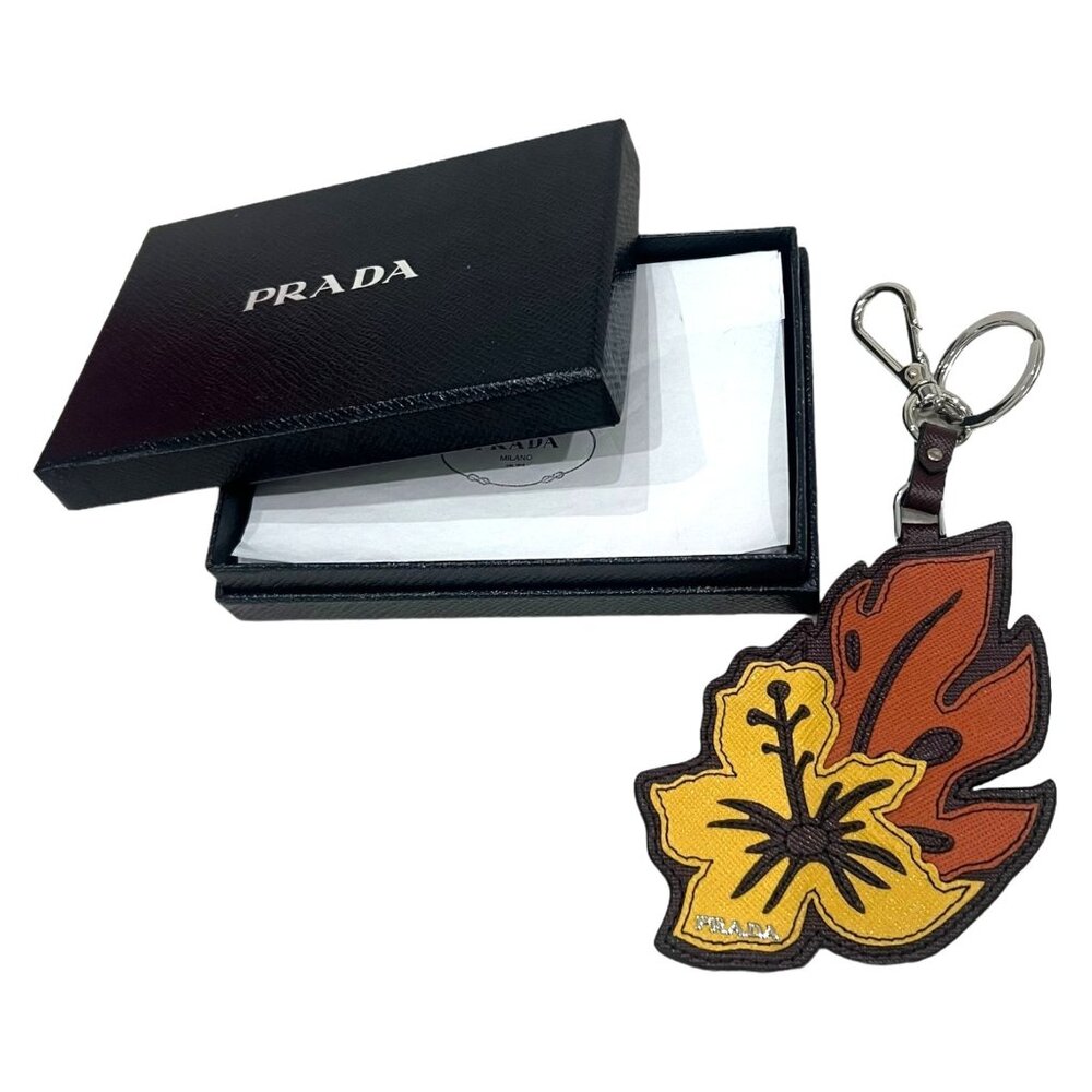 PRADA Leather "leaf" Key Chain/Fob/Bag Charm #1098